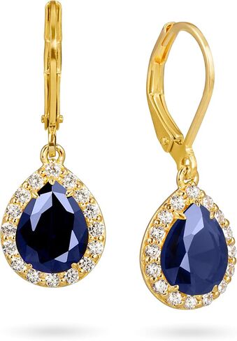 Princess Collection - "Blissful Dreams" - 14.3 mm (4.32 Carat/Pair) Cubic Zirconia 22K Gold-Plated Drop & Dangle Earrings For Sensitive Ears in Saudi Arabia