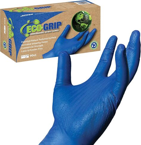 Eppco Eco-Grip Sender Industrial Non LaTex قفازات نتريل يمكن التخلص منها للميكانيكا والسيارات والبستنة والمستدامة in Kuwait