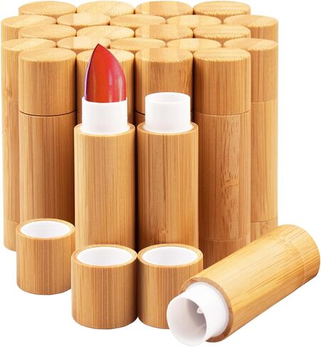 AUHOKY 12Pcs Bamboo Empty Lipstick Tubes, 5.5g Refillable DIY Lip Balm Tube Containers with Clear PP Plastic Inner, Cosmetic Lipstick Lip Gloss Deodorant Case Holder For Women Girls Makeup in Kuwait