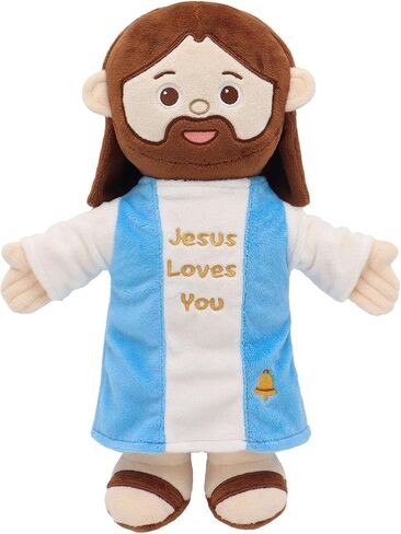 Jesus Plush 11.8" Jesus Stuffed Doll Curly Hair Plushies Toys Christian Stuff Religious Party Favors Gifts Christmas Easter Decoration Brown in Kuwait