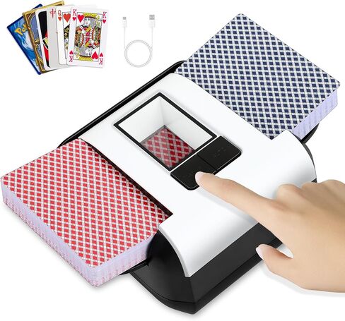 L.DROPLET Automatic Card Shuffler 1-2 Decks Low Nois with AUTO & Manual Mode, Rechargeable & Portable Shuffler Machine for UNO, Poker, Phase 10, Skip-Bo, Texas Hold'em, Blackjack, Cards Game in Saudi Arabia