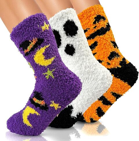 72-eedlele buttery soft swizy socks خريف الخريف هدايا عيد الشكر ، مريحة رقيقة دافئة سميكة جوارب عيد الهالوين للنساء 3 أزواج in Kuwait