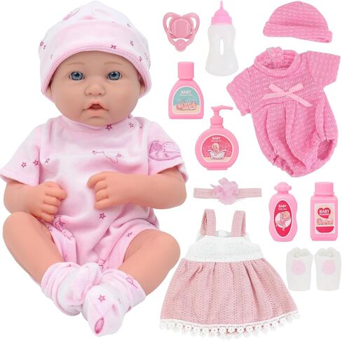 UNICORN ELEMENT 14 Inch Baby Doll with Accessories, Reborn 14 inch Baby Dolls Clothes Included Feeding Bottles, Diapers, Pacifier, Best Gift for Ages 3+ in Saudi Arabia