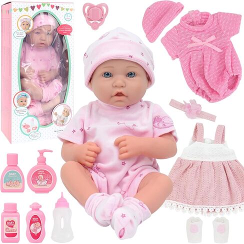 UNICORN ELEMENT 14 Inch Baby Doll with Accessories, Reborn 14 inch Baby Dolls Clothes Included Feeding Bottles, Diapers, Pacifier, Best Gift for Ages 3+ in Saudi Arabia
