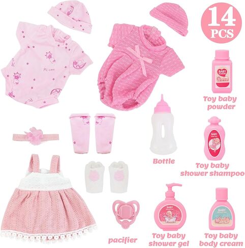 UNICORN ELEMENT 14 Inch Baby Doll with Accessories, Reborn 14 inch Baby Dolls Clothes Included Feeding Bottles, Diapers, Pacifier, Best Gift for Ages 3+ in Saudi Arabia