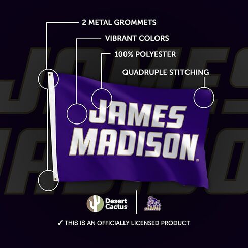 Desert Cactus James Madison University Flag - 3 x 5 Feet Dukes JMU Banner, Indoor/Outdoor Durable Fabric Display (Style J) in Saudi Arabia