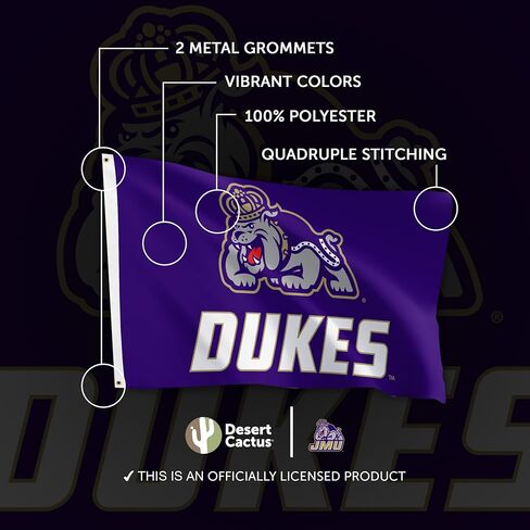 Desert Cactus James Madison University Flag - 3 x 5 Feet Dukes JMU Banner, Indoor/Outdoor Durable Fabric Display (Style G) in Saudi Arabia