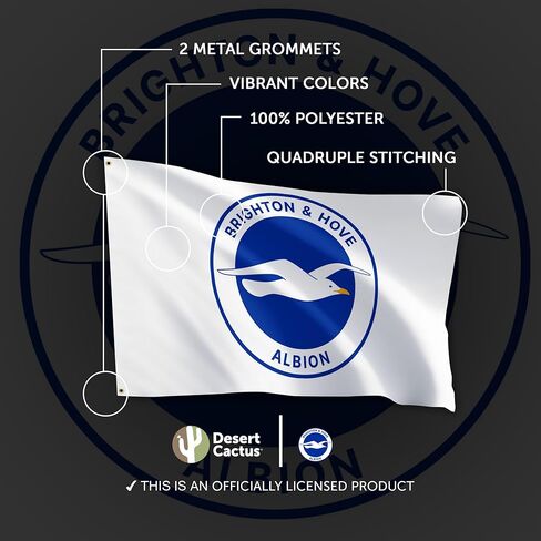 Desert Cactus Brighton & Hove Albion Flag BHAFC Seagulls 100% Polyester Indoor Outdoor 3x5 feet Officially Licensed Gear (Design C) in Saudi Arabia
