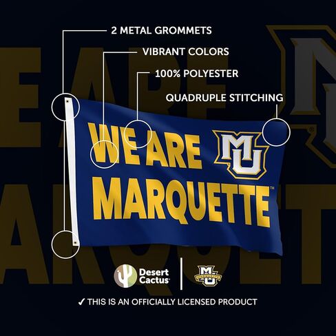 Desert Cactus Marquette University Flag - 3 x 5 Feet Golden Eagles MU Banner, Indoor/Outdoor Durable Fabric Display (Style G) in Saudi Arabia