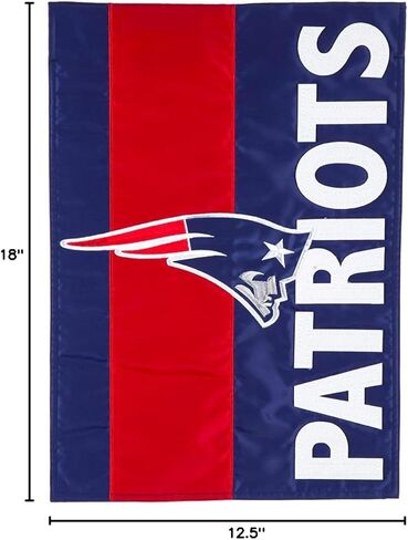 Team Sports America NFL New England Patriots Embroidered Logo Applique Garden Flag, 12.5 x 18 inches Indoor Outdoor Double Sided Decor for Football Fans in Saudi Arabia