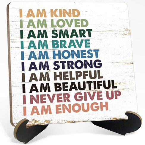 Motivational Desk Decor, Little Reminders Wooden Plaque Sign with Holder Stand 3.9x3.9 INCH, Daily Reminder Plaque, Office Shelf Display in Kuwait