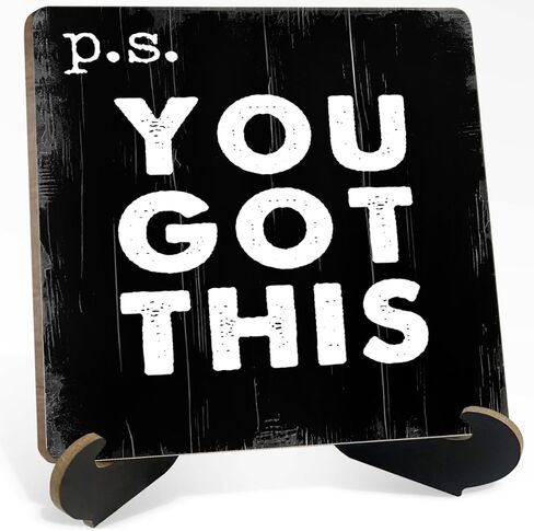 Motivational Desk Decor, Little Reminders Wooden Plaque Sign with Holder Stand 3.9x3.9 INCH, Daily Reminder Plaque, Office Shelf Display in Kuwait
