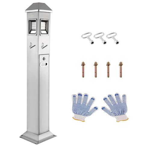 GILDRON Outdoor Trash Can, Stainless Steel Trash Receptacle, Vertical Trash Container with Large Capacity Inner Bucket, Suitable for Business(Silver) in Saudi Arabia