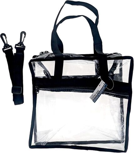 SE Clear PVC Event Bag with Handles and Shoulder Strap, 30x30x15cm, 3mm Thickness, Side Zipper Pocket, and Durable YKK Zipper - BG-ST3015-BK in Saudi Arabia