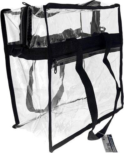 SE Clear PVC Event Bag with Handles and Shoulder Strap, 30x30x15cm, 3mm Thickness, Side Zipper Pocket, and Durable YKK Zipper - BG-ST3015-BK in Saudi Arabia