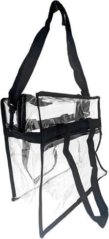 SE Clear PVC Event Bag with Handles and Shoulder Strap, 30x30x15cm, 3mm Thickness, Side Zipper Pocket, and Durable YKK Zipper - BG-ST3015-BK in Saudi Arabia