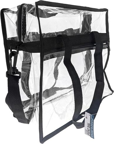 SE Clear PVC Event Bag with Handles and Shoulder Strap, 30x30x15cm, 3mm Thickness, Side Zipper Pocket, and Durable YKK Zipper - BG-ST3015-BK in Saudi Arabia