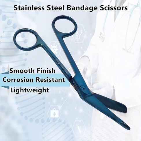 Vet Tech Gift Left-Handed Bandage Scissors – Colorful 5.5" Stainless Steel Nursing Scissors, Perfect for Nurse Week, Veterinarian Technician Appreciation Week,Trainees & Paramedics (Blue) in Saudi Arabia