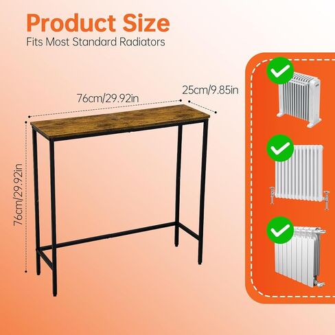رف الرادياتير، رف غطاء الرادياتير العلوي، أرفف عاكسة للحرارة الخشبية باللون البني والأسود الريفي، يحسن دوران الهواء الدافئ، ويحمي الجدار ويضيف مساحة تخزين، سهل التركيب (9.5 × 29.5 × 29.5 بوصة) in Kuwait