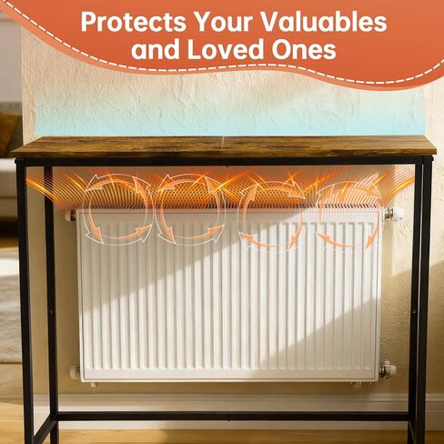 رف الرادياتير، رف غطاء الرادياتير العلوي، أرفف عاكسة للحرارة الخشبية باللون البني والأسود الريفي، يحسن دوران الهواء الدافئ، ويحمي الجدار ويضيف مساحة تخزين، سهل التركيب (9.5 × 29.5 × 29.5 بوصة) in Kuwait