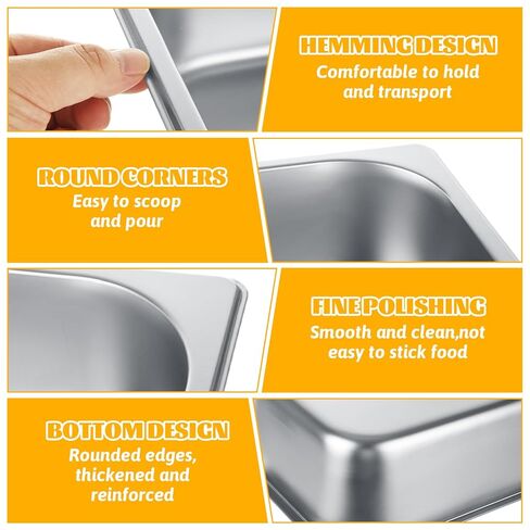 LANIAKEA 4PCS Hotel Pans with Lids Stainless Steel Steam Table Pan Restaurant Supplies 1/2 Size x 4 inch Deep Stainless Steam Table Pans, Hotel Pan Trays for Food in Saudi Arabia