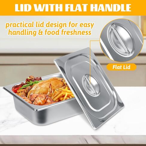 LANIAKEA 4PCS Hotel Pans with Lids Stainless Steel Steam Table Pan Restaurant Supplies 1/2 Size x 4 inch Deep Stainless Steam Table Pans, Hotel Pan Trays for Food in Saudi Arabia
