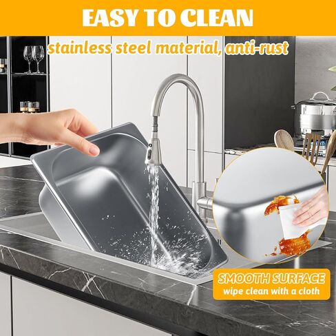 LANIAKEA 4PCS Hotel Pans with Lids Stainless Steel Steam Table Pan Restaurant Supplies 1/2 Size x 4 inch Deep Stainless Steam Table Pans, Hotel Pan Trays for Food in Saudi Arabia