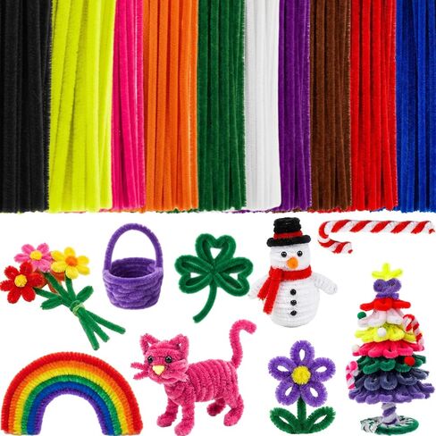 RoundFunny 400 Pcs 24 Inch Extra Long Black Pipe Cleaners Chenille Stem Creative Pipe Cleaners Craft Supplies Fuzzy Sticks for Festivals Decorations Hair DIY Arts Handcraft Project in Saudi Arabia