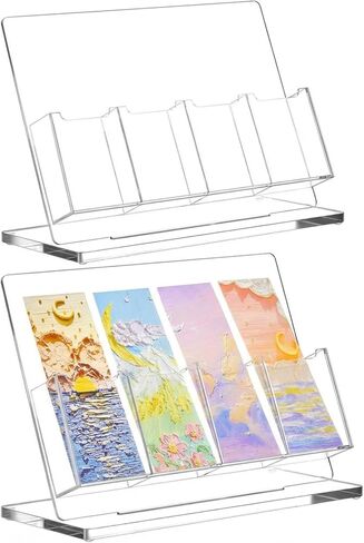 4 Slots Freestanding Acrylic Bookmark Display Holder for Business Multiple No Assembly Required 2'' Bookmark Organizer Stand for Vendors Retail Store Craft Show in Saudi Arabia