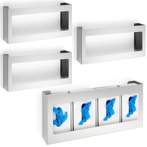 BLULU 2 PCS GLOVE BOX HOLDER/موزع الفولاذ المقاوم للصدأ رباعي الجدار الجدار المنظم (10 "H x 21" W x 3 3/4 "D) in Kuwait