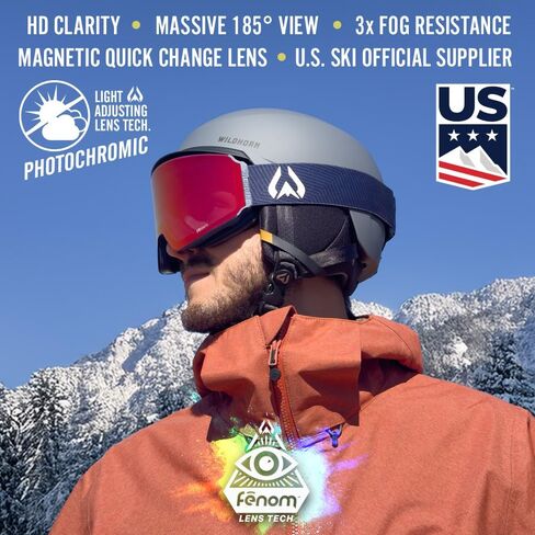Wildhorn Maxfield Pro Photochromic Ski Goggles for Men & Women – Fenom Lens, 185° Wide View, 3X Anti-Fog, Anti-Scratch in Saudi Arabia