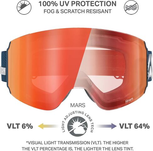 Wildhorn Maxfield Pro Photochromic Ski Goggles for Men & Women – Fenom Lens, 185° Wide View, 3X Anti-Fog, Anti-Scratch in Saudi Arabia