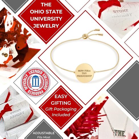 Stone Armory Bracelet for Ohio State Buckeyes – Adjustable Corded Jewelry Featuring How Firm Thy Friendship charm – Fits Up to a 9-Inch Wrist - Ideal Gift for Alumni, Students, Fans & Graduates in Saudi Arabia