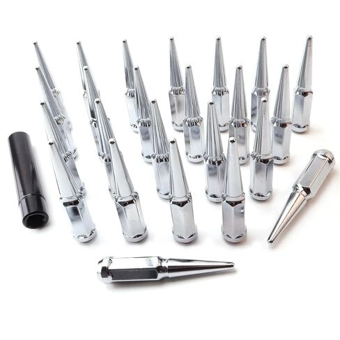 M14 x 2mm Wheel Locks, Fit for F-150 Heritage, F-350, Excursion, Mark LT, Wheel Locks Set, 4 Locking Lug Nuts 2 Pcs Key with 32Pcs Spike Lug Nuts+1 Key, Chrome in Kuwait