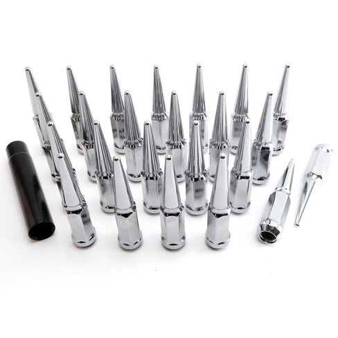 M14 x 2mm Wheel Locks, Fit for F-150 Heritage, F-350, Excursion, Mark LT, Wheel Locks Set, 4 Locking Lug Nuts 2 Pcs Key with 32Pcs Spike Lug Nuts+1 Key, Chrome in Kuwait