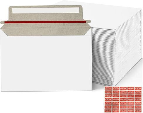 Cheardia 120 Pack Pack Peallers Rigid Rails مع ختم لاصق ذاتي ، 9.5 × 6.2 بوصة من الورق المقوى مراسلات الصور مع تسمية لحماية بطاقات هدايا الشحن ، المستندات ، الدعوات ، DVD in Kuwait
