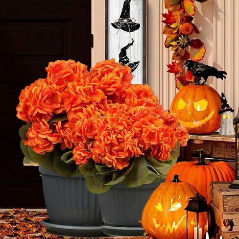6 Bundles Artificial Flowers for Outdoors, Faux Geraniums Artificial Flowers Realistic, Faux Plants Outdoor UV Resistant for Garden Patio Porch Window Box Home Indoor Outdoor Decor (6, Red) in Saudi Arabia