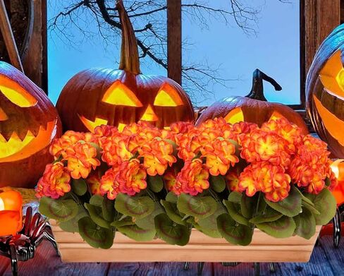 6 Bundles Artificial Flowers for Outdoors, Faux Geraniums Artificial Flowers Realistic, Faux Plants Outdoor UV Resistant for Garden Patio Porch Window Box Home Indoor Outdoor Decor (6, Red) in Kuwait