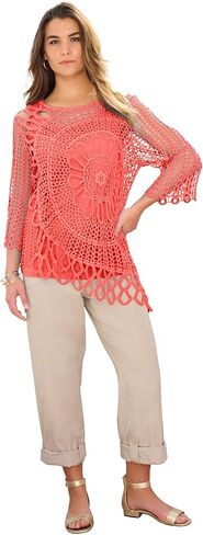 ROAMAN's Women's Plus Starburst Crochet Sweater in Kuwait