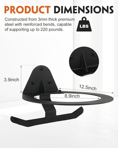 MUZIK Medicine Ball Rack Weighted Vest Wall Mount, 440lbs for Medicine Balls, Vest, Resistance Bands, Space Saving 8.9" Gym Organizer for Home & Commercial Use in Saudi Arabia