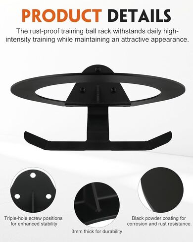 MUZIK Medicine Ball Rack Weighted Vest Wall Mount, 440lbs for Medicine Balls, Vest, Resistance Bands, Space Saving 8.9" Gym Organizer for Home & Commercial Use in Saudi Arabia