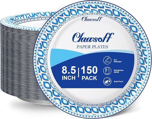 أطباق ورقية مقاس 8.5 بوصة من Clawsoff عدد 280، أطباق ورقية شديدة التحمل مقاومة للقطع، طبق حلوى مقاوم للنقع، طبق عشاء للاستعمال مرة واحدة للحفلات وأعياد الميلاد والنزهة in Kuwait