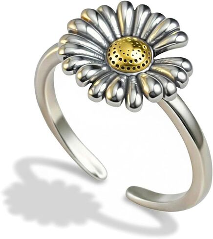 Flower Ring, Vintage Daisy Ring for Women, Adjustable April Birth Flower Ring Jewelry Gift in Kuwait