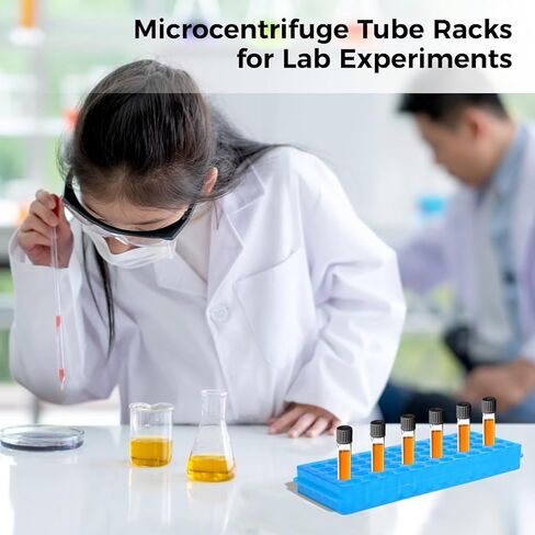 12PCS Tube Racks, Microcentrifuge Tube Rack Pcr Rack Each 80 Wells Vial Rack Test Tube Rack Double Sided Polypropylene Holder for 0.2ml-2ml Centrifugal Pipe, Assorted Colors in Kuwait