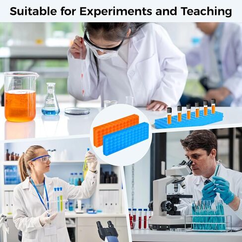 12PCS Tube Racks, Microcentrifuge Tube Rack Pcr Rack Each 80 Wells Vial Rack Test Tube Rack Double Sided Polypropylene Holder for 0.2ml-2ml Centrifugal Pipe, Assorted Colors in Kuwait