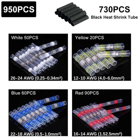 950 Pcs Solder Seal Wire Connectors Kit, Electronic Components Kit with Transparent Storage Case Color Coded Resistors for Electronics Repair DIY Circuit Projects Workbench Organization in Saudi Arabia