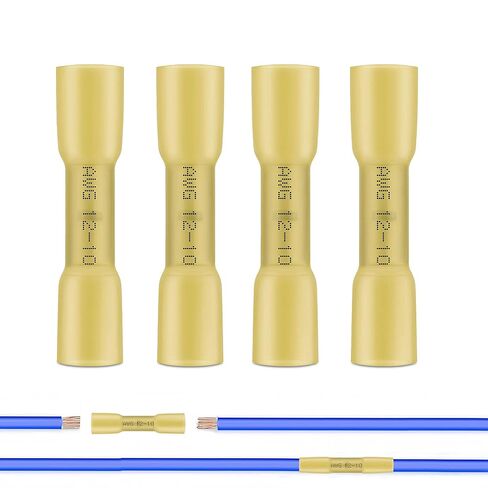 Heat Shrink Butt Connectors, 50Pcs 22-16 AWG Red Insulated Waterproof Electrical Wire Connectors Automotive Marine Grade Wire Crimp Terminals Butt Splices for Boat Truck Wiring in Saudi Arabia