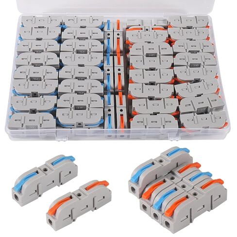 70PCS Lever Wire Connectors, 1 in 1 Out Quick Connect Electrical Splicing Kit for Compact Inline Terminals - 28-12 in Saudi Arabia