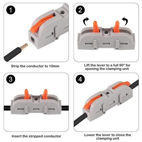 70PCS Lever Wire Connectors, 1 in 1 Out Quick Connect Electrical Splicing Kit for Compact Inline Terminals - 28-12 in Saudi Arabia