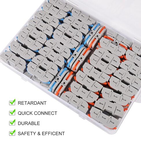 70PCS Lever Wire Connectors, 1 in 1 Out Quick Connect Electrical Splicing Kit for Compact Inline Terminals - 28-12 in Saudi Arabia